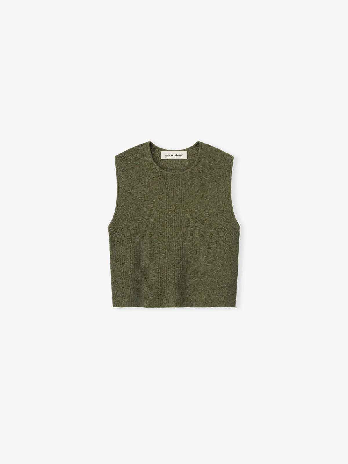 Womens Rib Knit Crop Top - Moss - Image 1