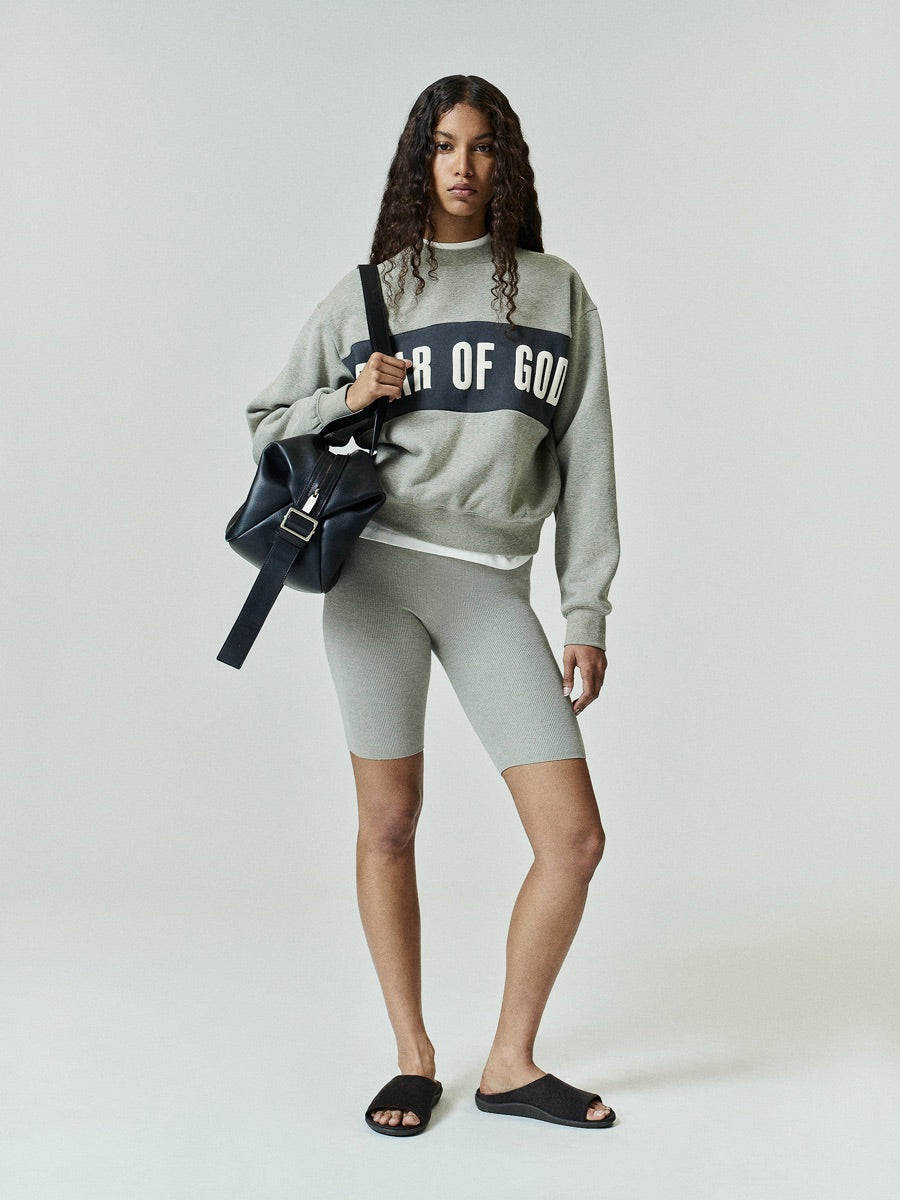 Womens Rib Knit Biker Short - Seal - Image 3