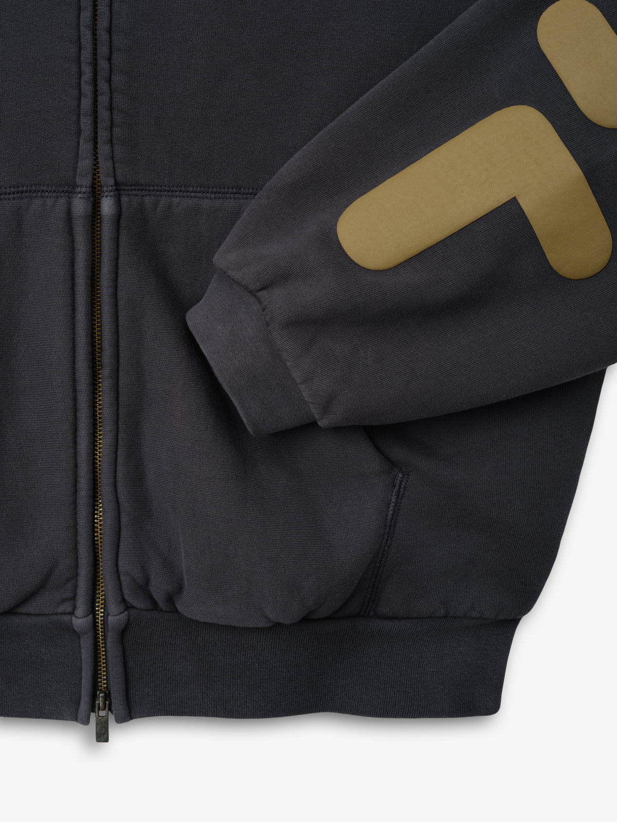 90s Zip-Up Hoodie - Washed Iron Grey - Image 3