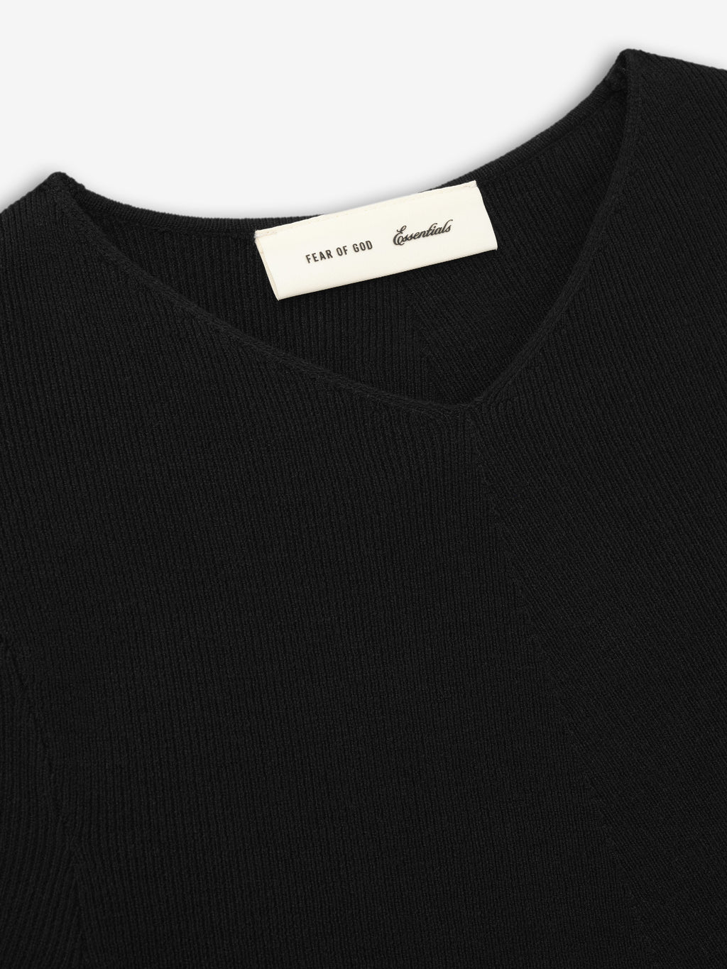 Womens Rib Knit Chevron V-Neck - Vintage Black - Image 3