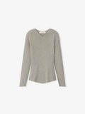Womens Rib Knit Chevron V-Neck - Pyrite Heather - Image 1