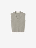 Womens Rib Knit V-Neck Cropped Tank - Pyrite Heather - Image 1