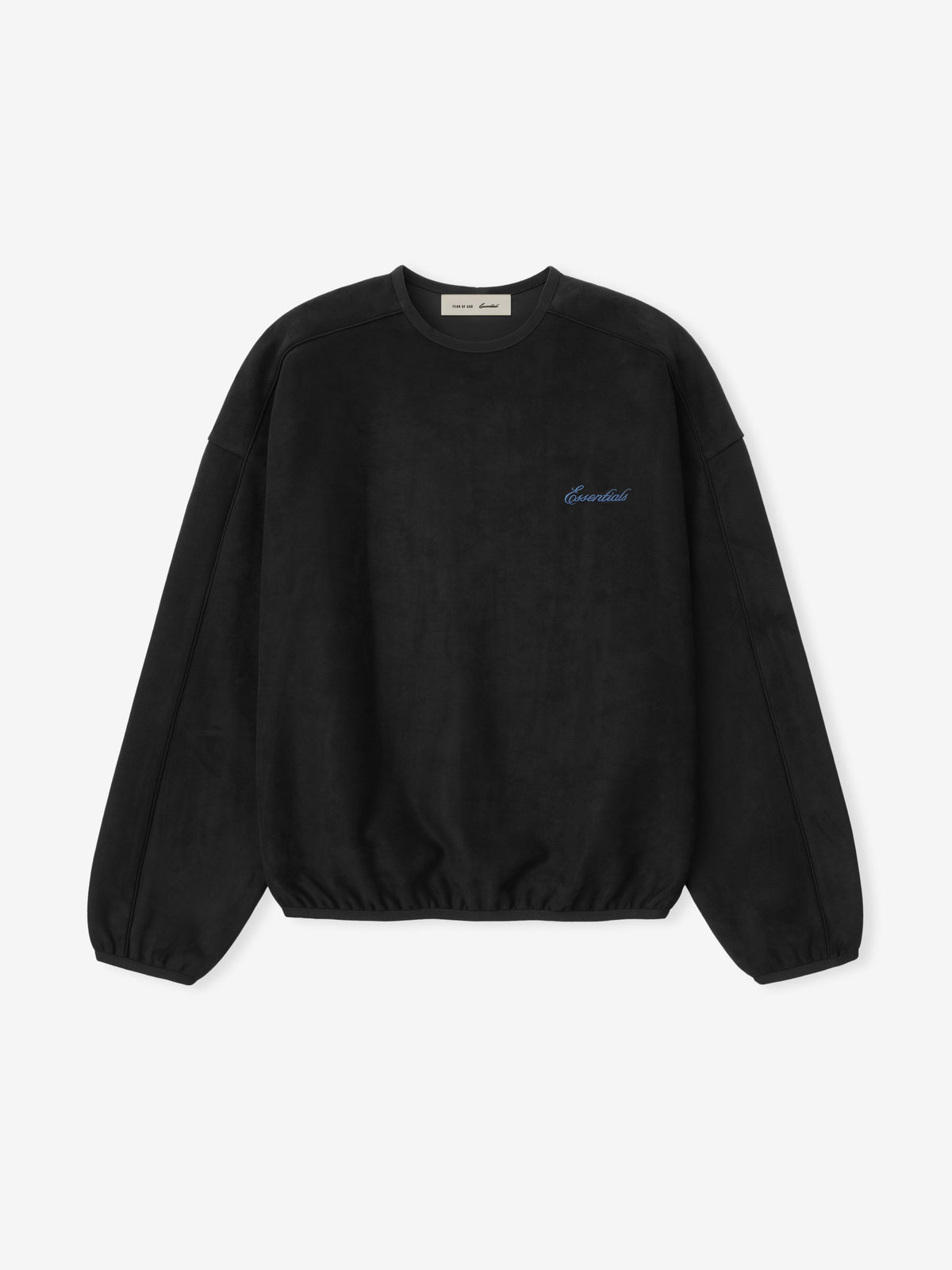 Suede Fleece Signature Modern Crewneck Sweatshirt W/ Piping - Black - Image 1