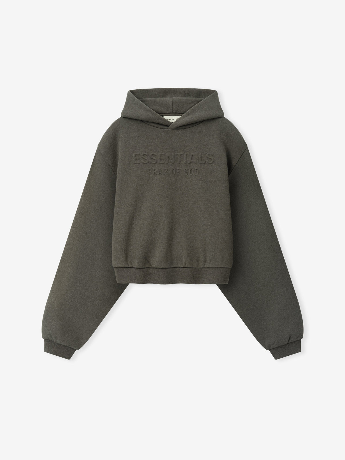Womens Embossed FW26 Cropped Hoodie - Ash Heather - Image 2