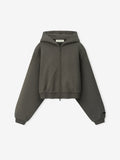 Womens Embossed FW26 Cropped Zip-Up Hoodie - Ash Heather - Image 1