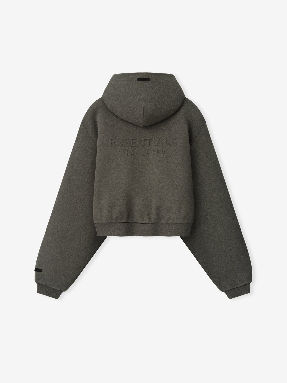 Womens Embossed FW26 Cropped Zip-Up Hoodie - Ash Heather - Image 2
