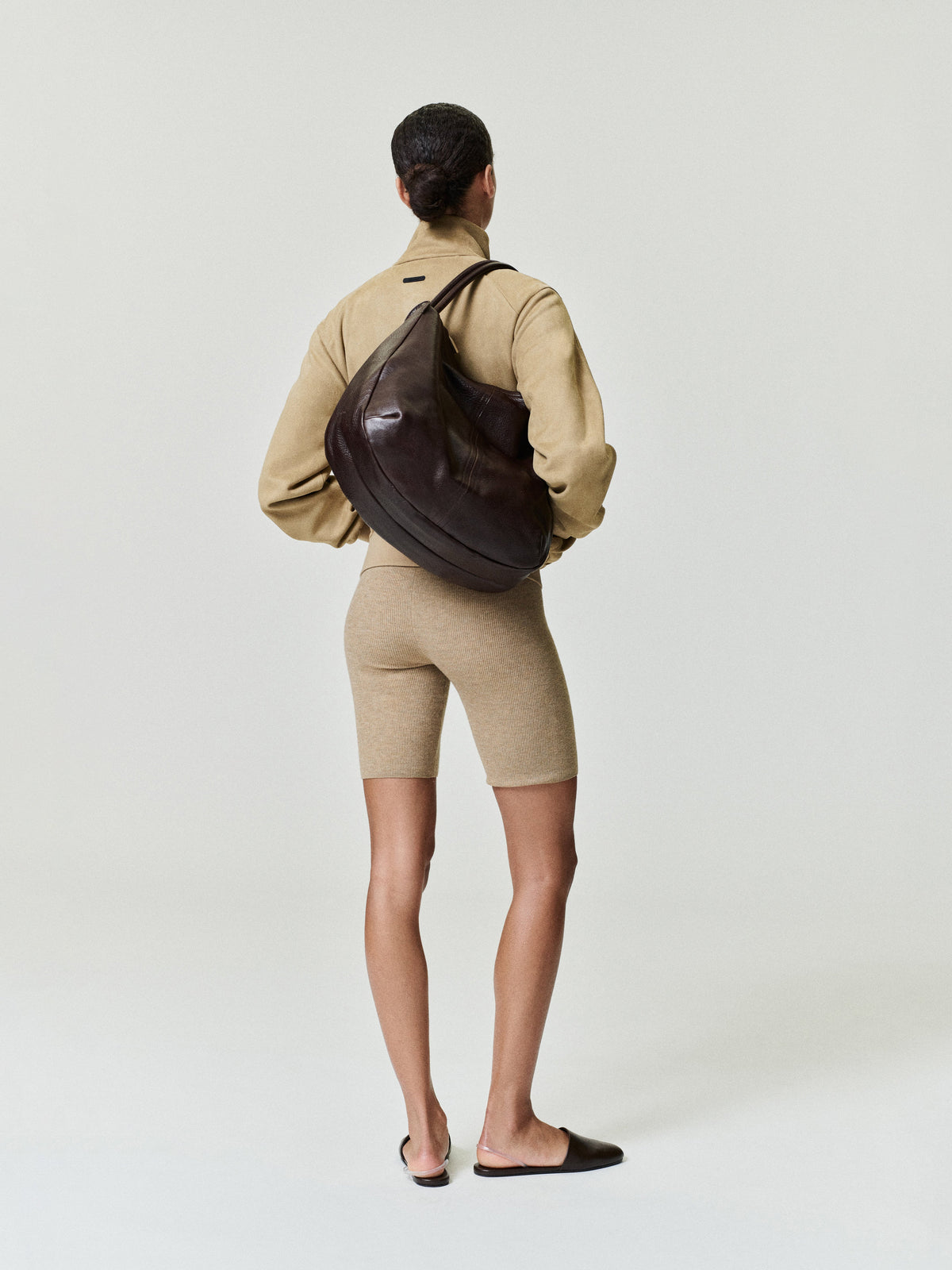 Womens Rib Knit Bike Short - Dune - Image 5