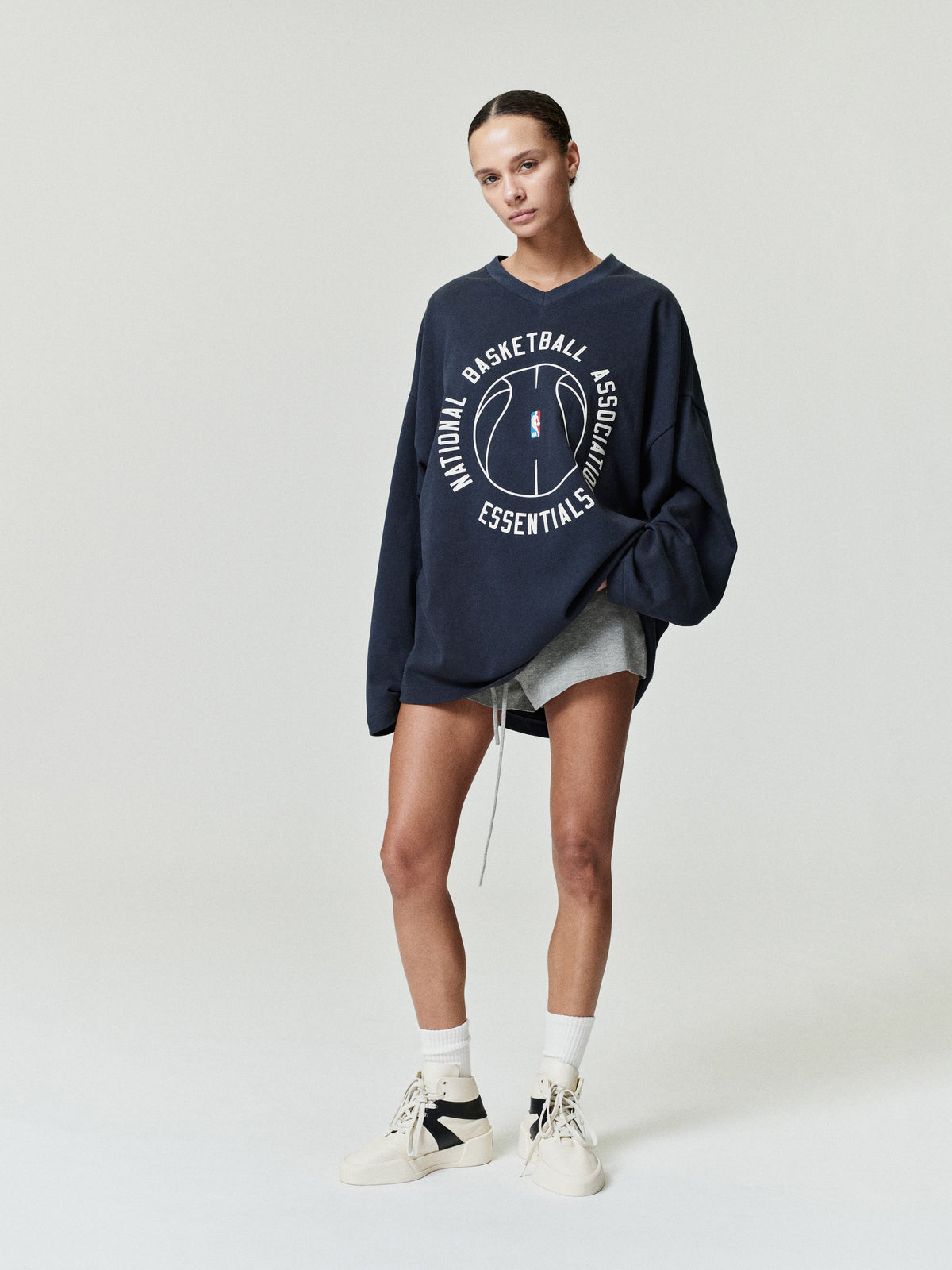 NBA X Barkley Hendricks Long Sleeve V-Neck Tee - Faded Black - Image 1