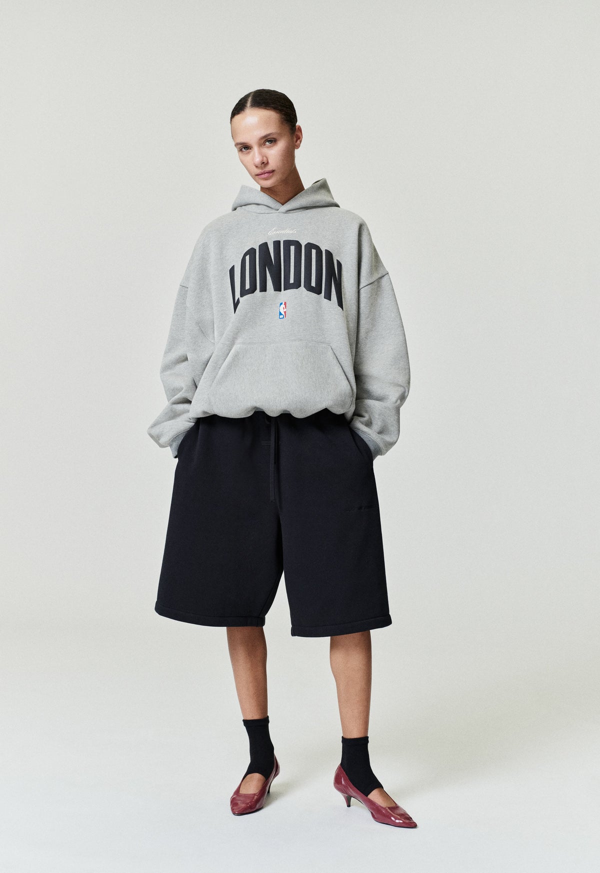 London 90s Hoodie - Concrete Heather - Image 1